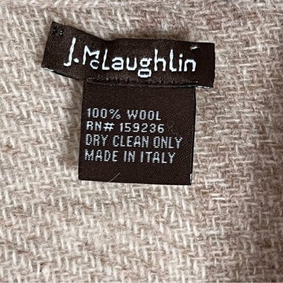 J.MCLAUGHLIN Rhon Poncho In Beige Neutral 100% Wool Cape Cardigan O/S Fringe - Picture 7 of 8